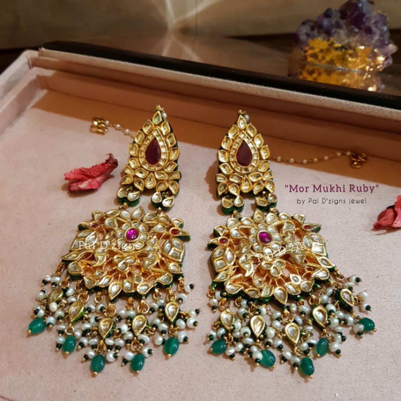 Mor Mukhi Ruby Earings