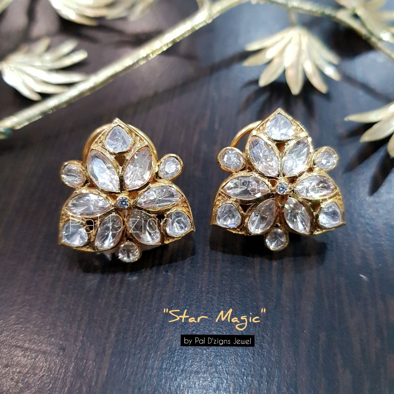 Star Magic Moissanite Polki Stud