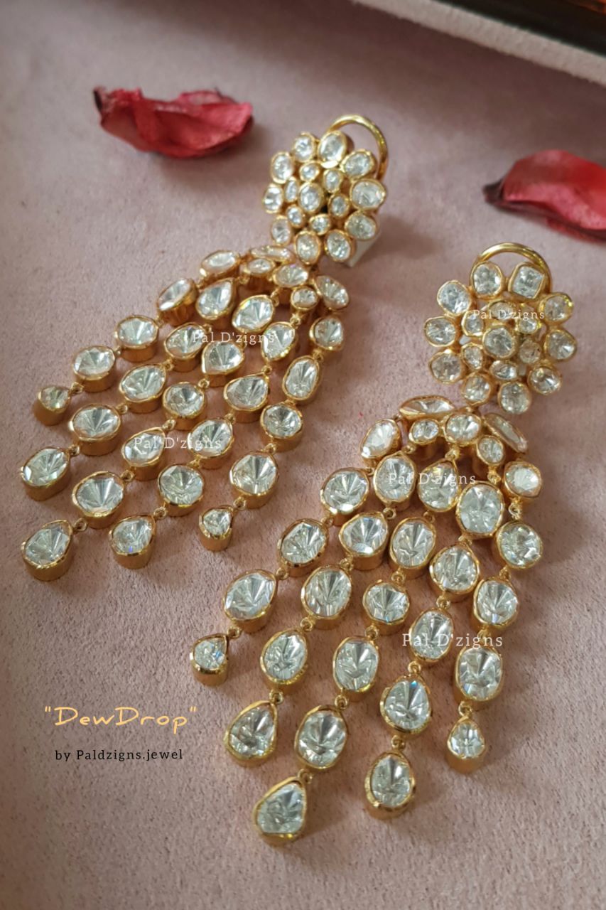DewDrop Moissanite Polki Earings