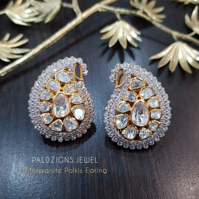 Paisley Moissanite Polki Studs