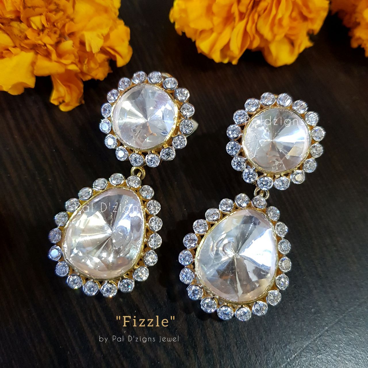 Fizzle Moissanite Polki Earings