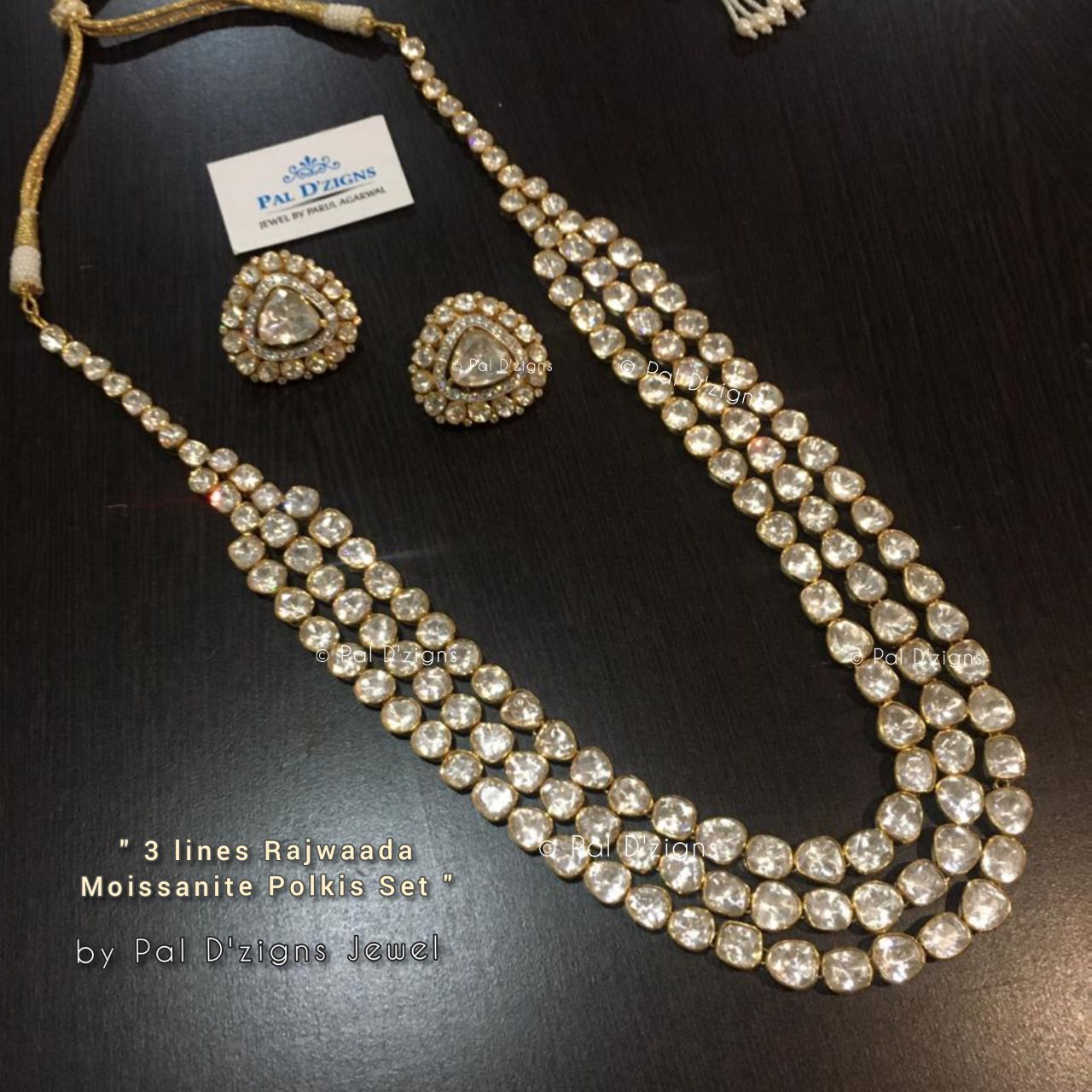 3- Lines Rajwaada Moissanite Polki Set