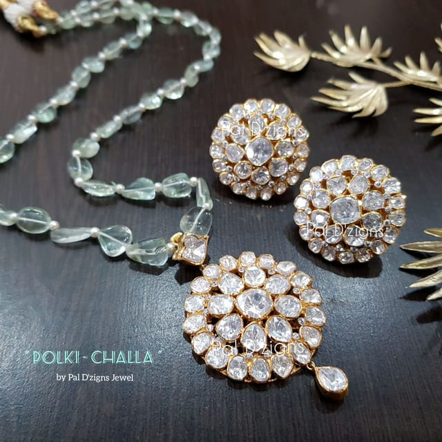 Challa Moissanite Polki Pendant Set