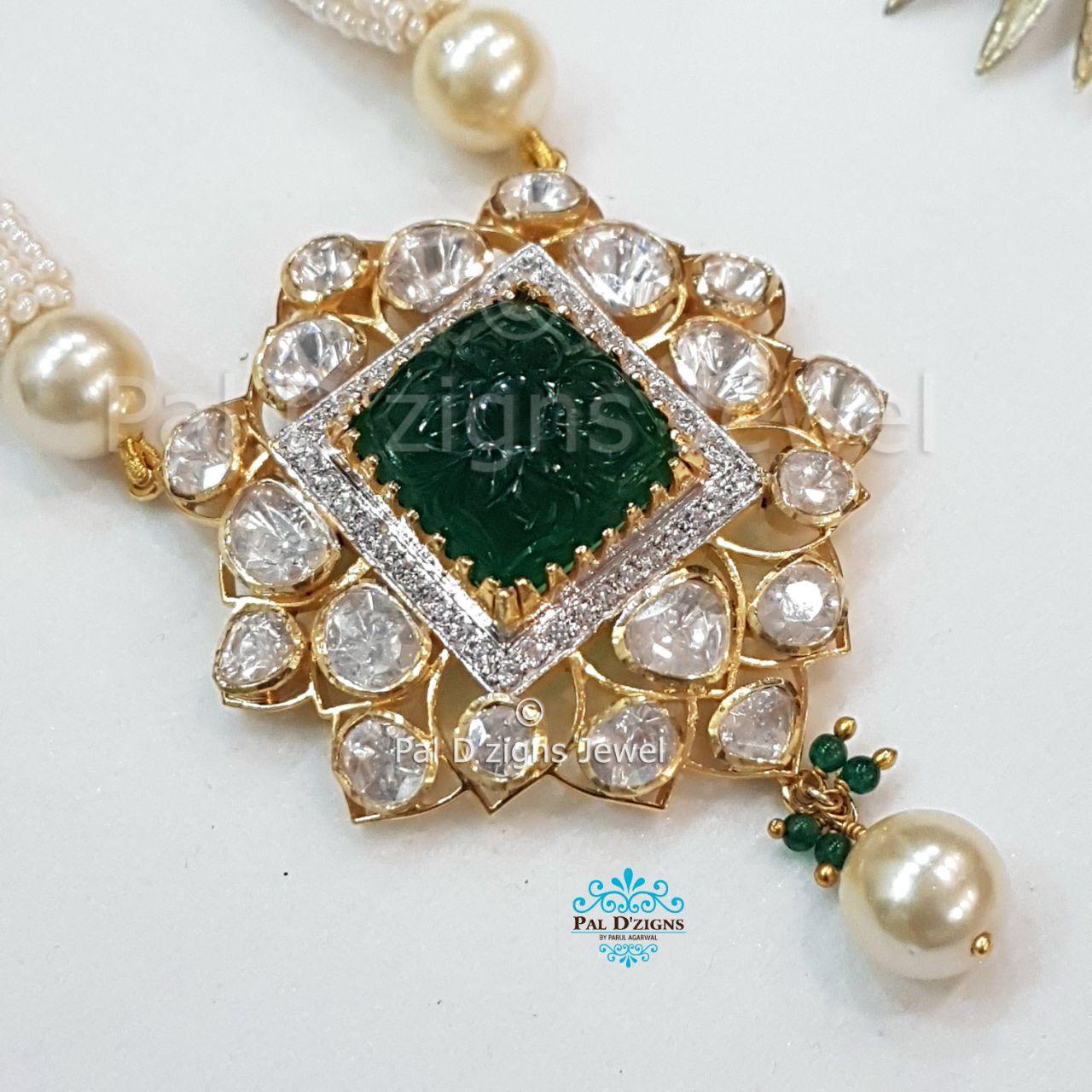Astro Emerald Moissanite Polki Pendant