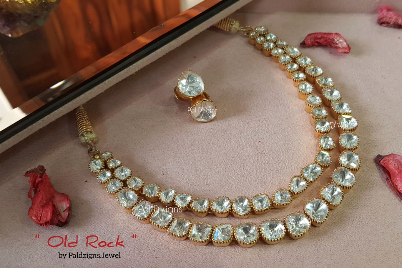 Old Rock Moissanite Polki Set
