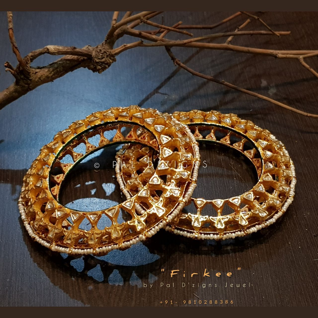 Firkee Big size Kundan Bangle pair - 2-5"