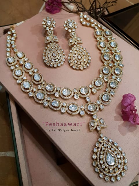 Peshaawari Set in real look Moissanite Polkis