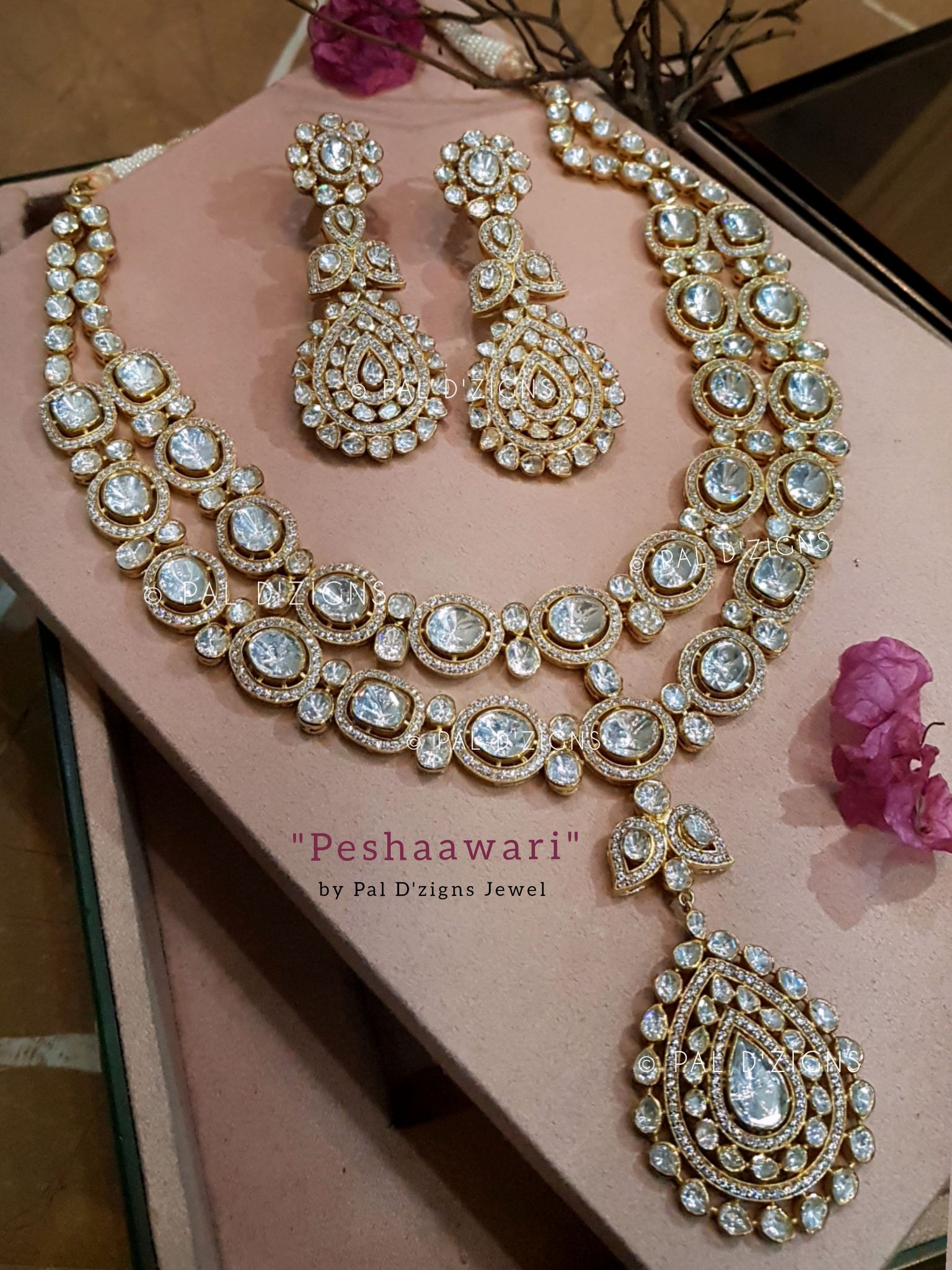 Peshaawari Set in real look Moissanite Polkis
