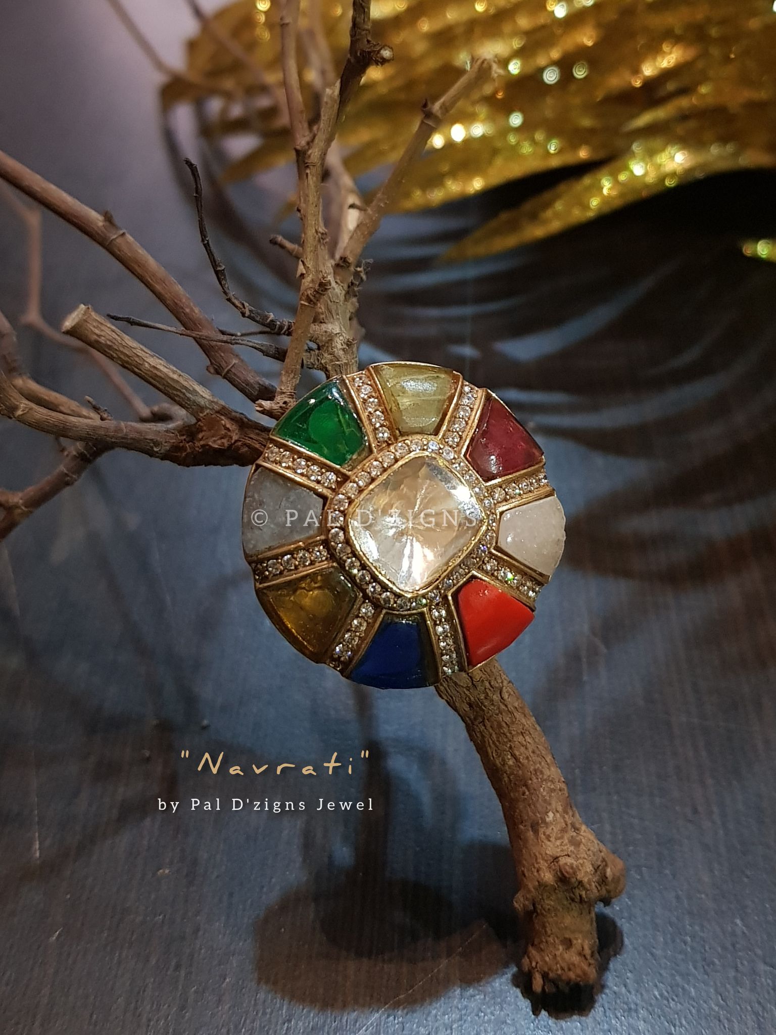 Navrati Moissanite Polki Ring