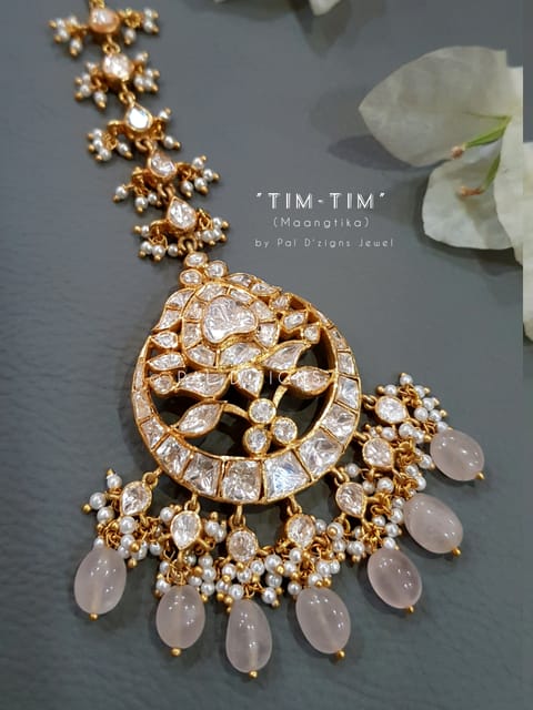 Tim Tim Maangtikka in Moissanite Polki