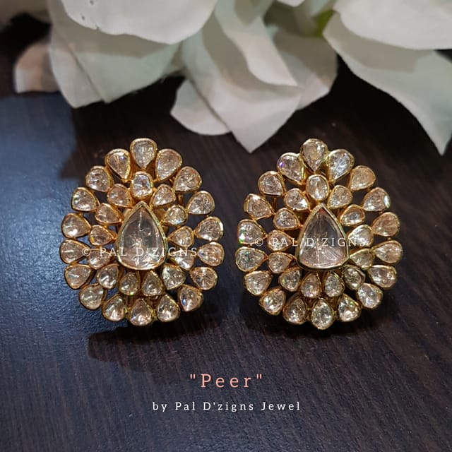 Peer Polki Moissanite Earings