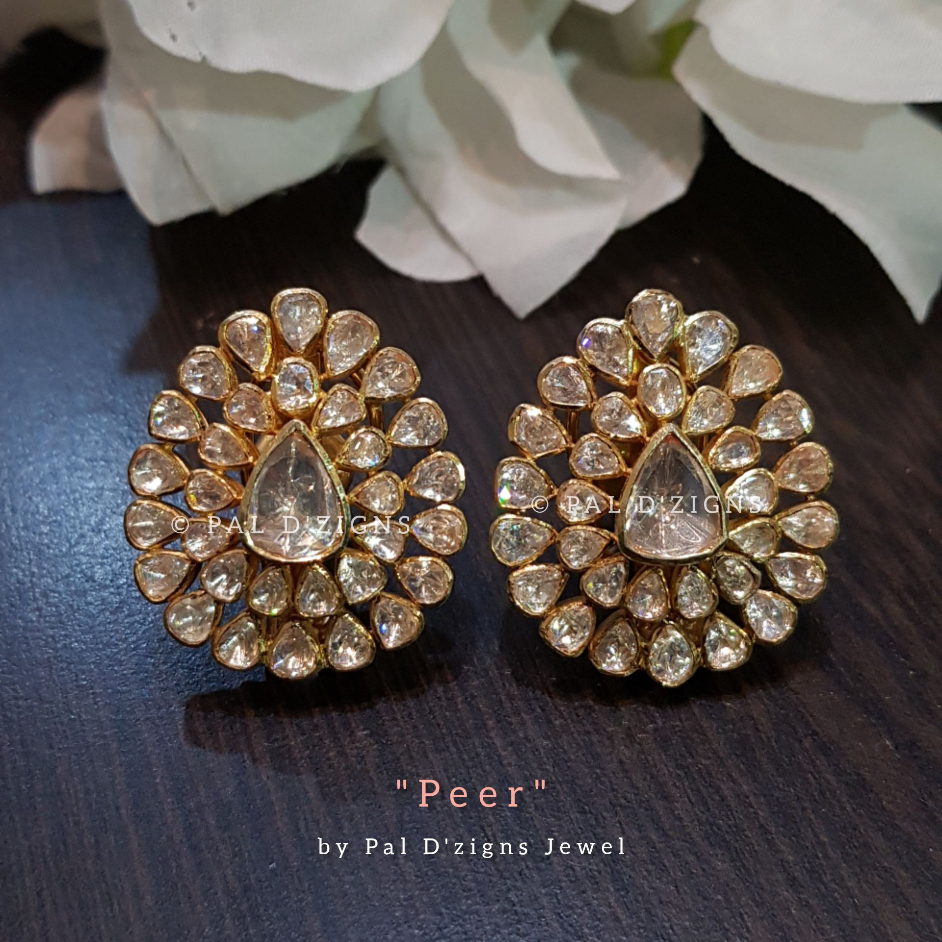Peer Polki Moissanite Earings