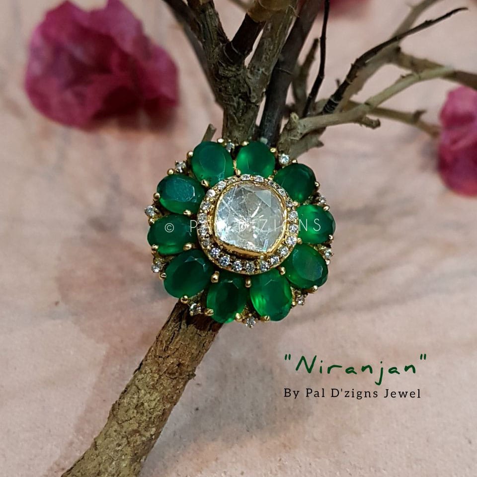 Niranjan Ring in Moissanite Polki