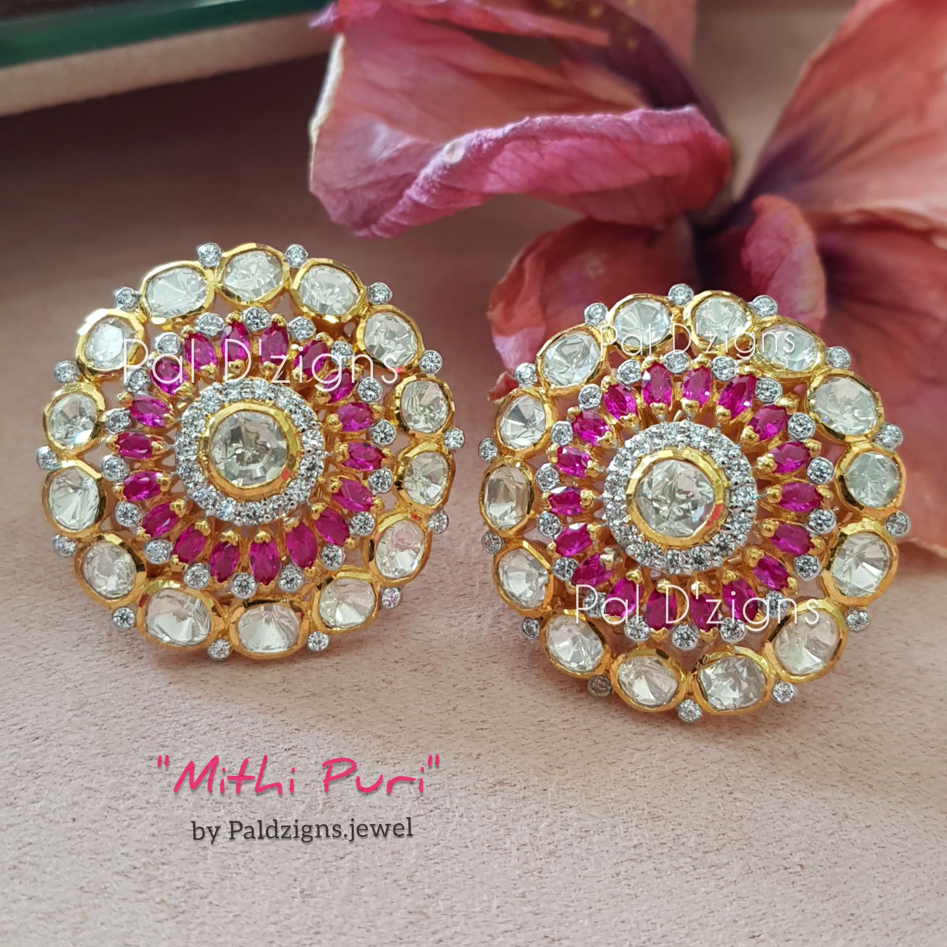 Mithi Puri Moissanite polki Studs