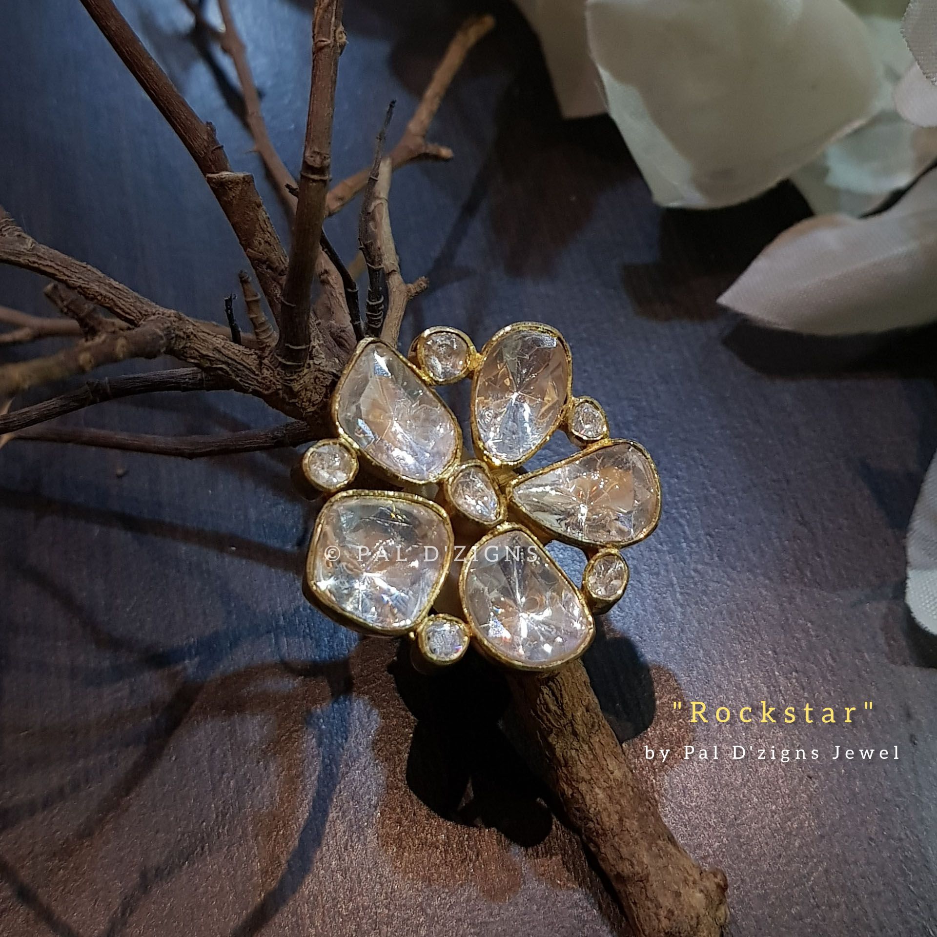 Rockstar Moissanite Polki Ring