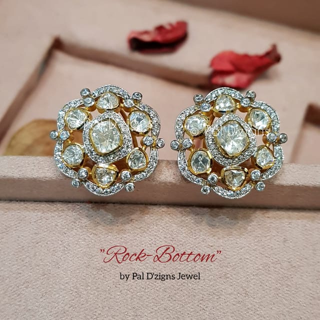 Rock Bottom Moissanite Polki Studs
