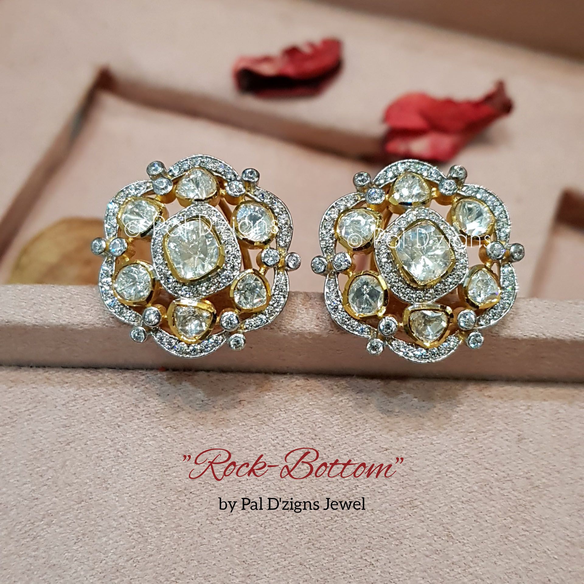 Rock Bottom Moissanite Polki Studs