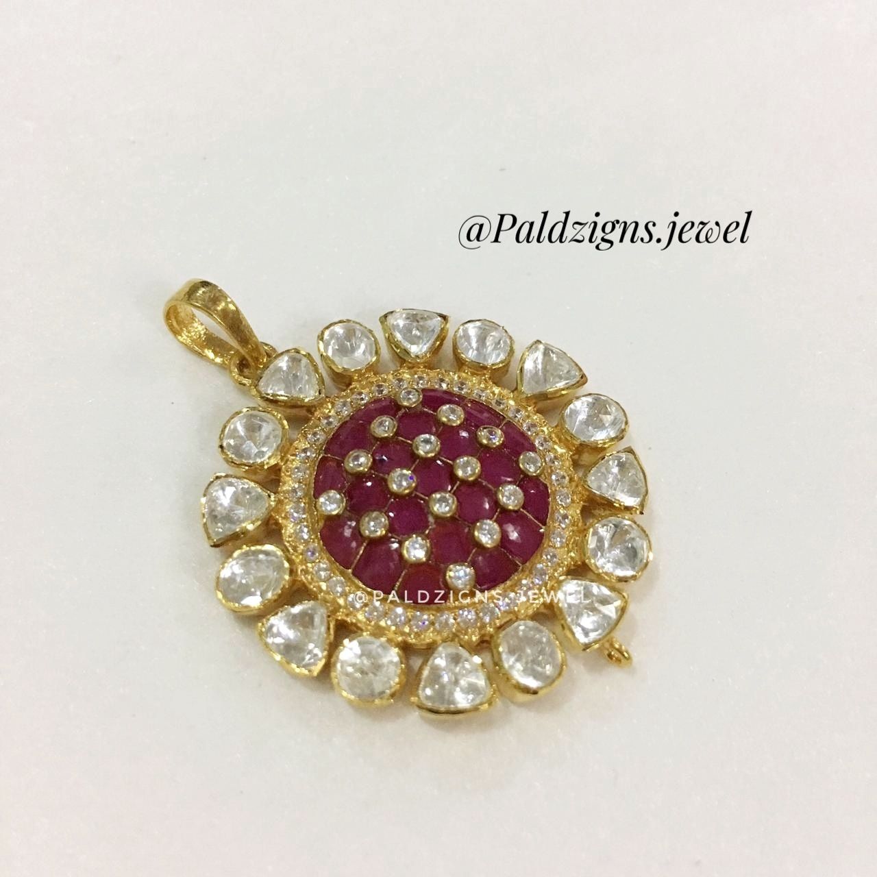 Oriya Pendant in Moissanite Polki