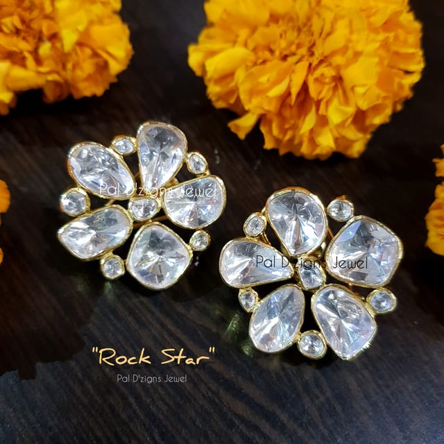 Rock Star Moissanite Polki Studs