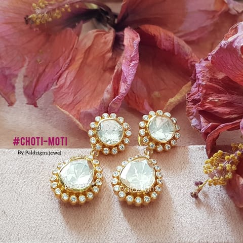 Choti-Moti Moissanite Polki Earings
