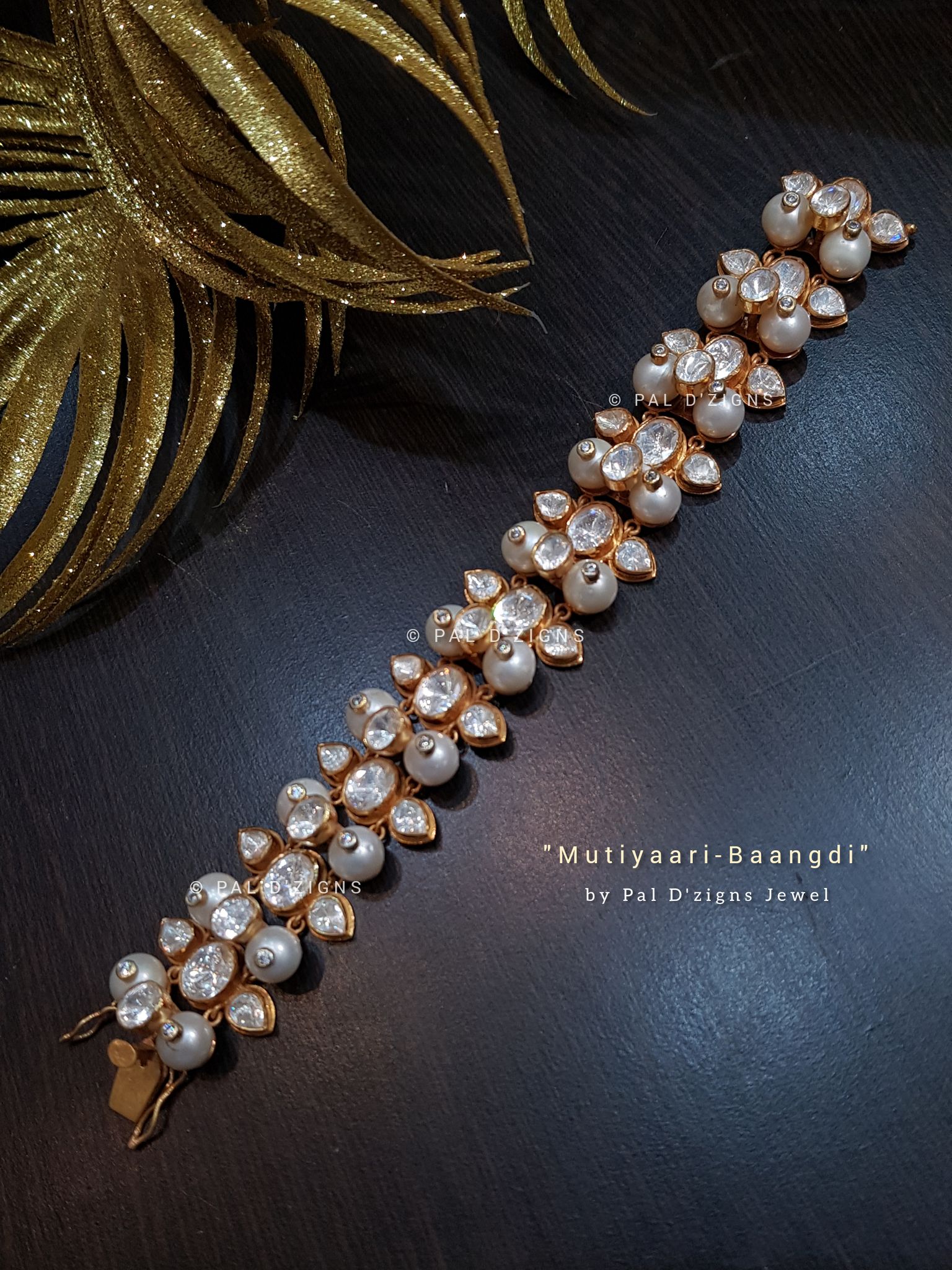 Mutiyaari-Baangdi Moissanite Polki Bracelet