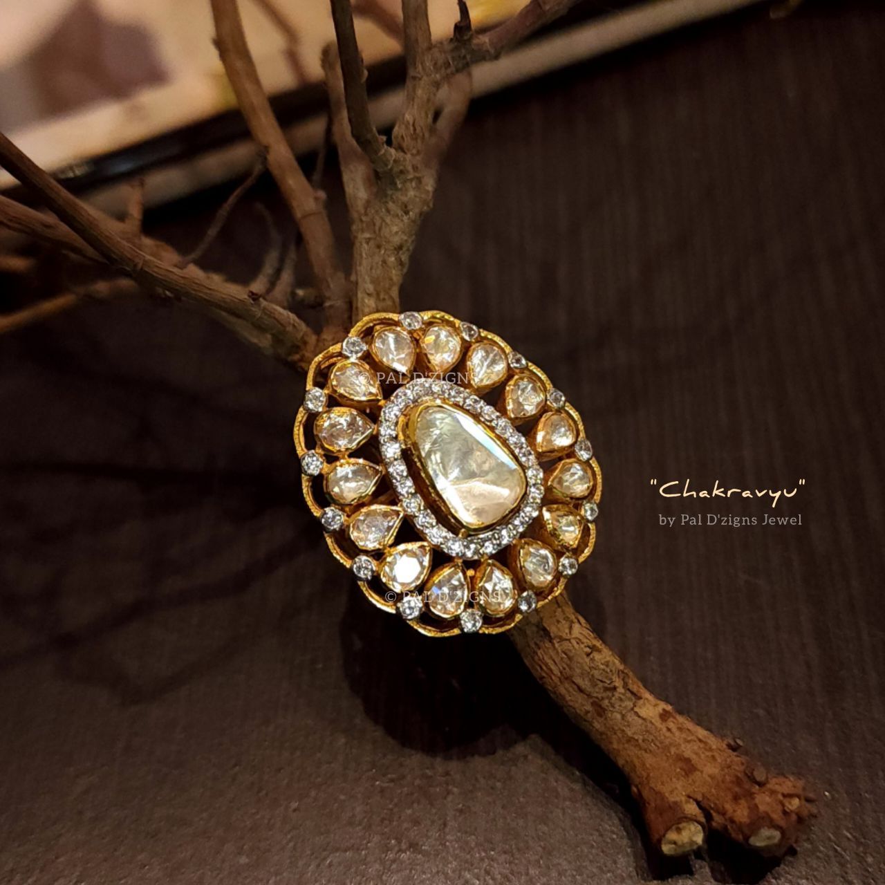 Chakravyu Moissanite Polki Ring