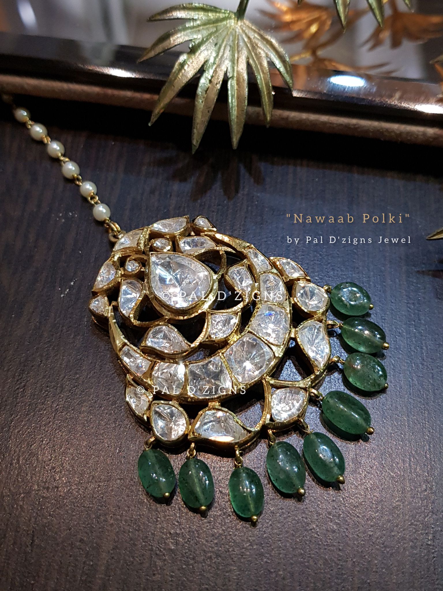 Nawaab Polki Small Maangtikka in Moissanite