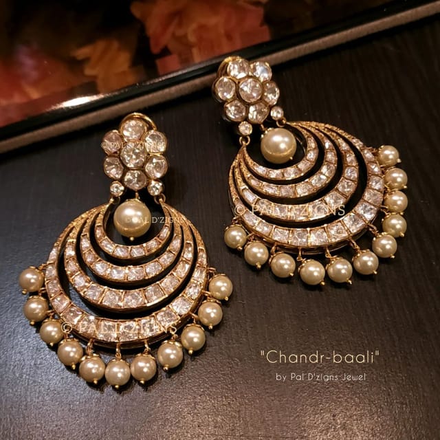 Chandr Baali in Moissanite Polki