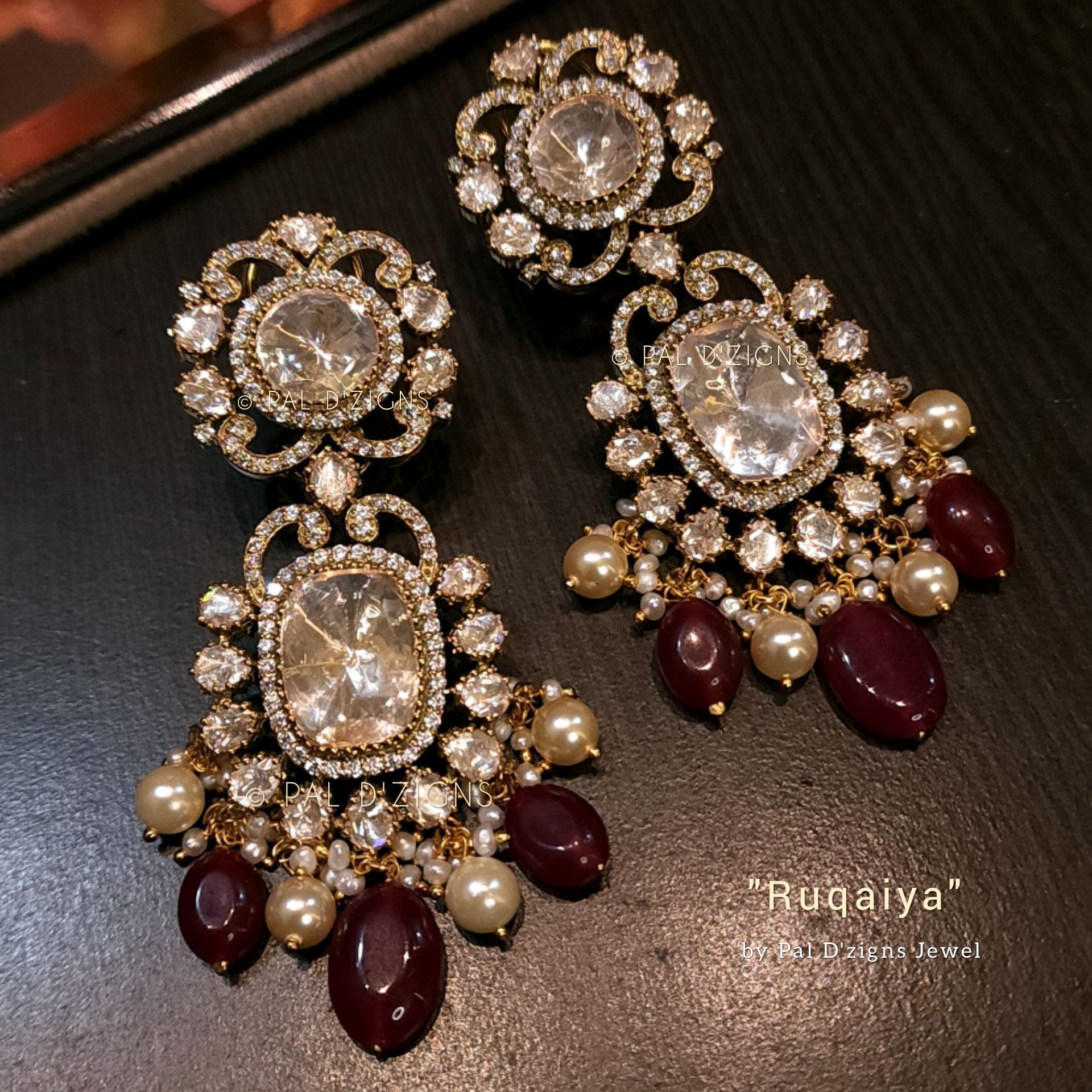 Ruqaiya Earings in Moissanite Polkis