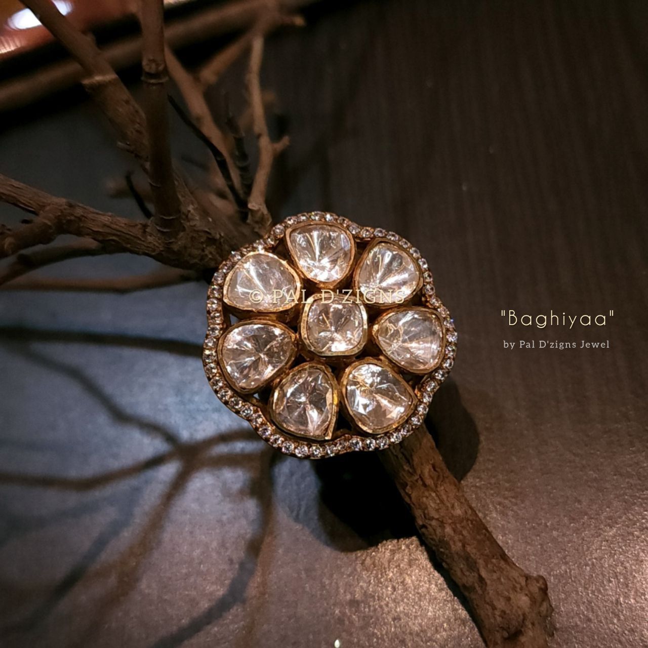 Baghiyaa Moissanite Polki Ring