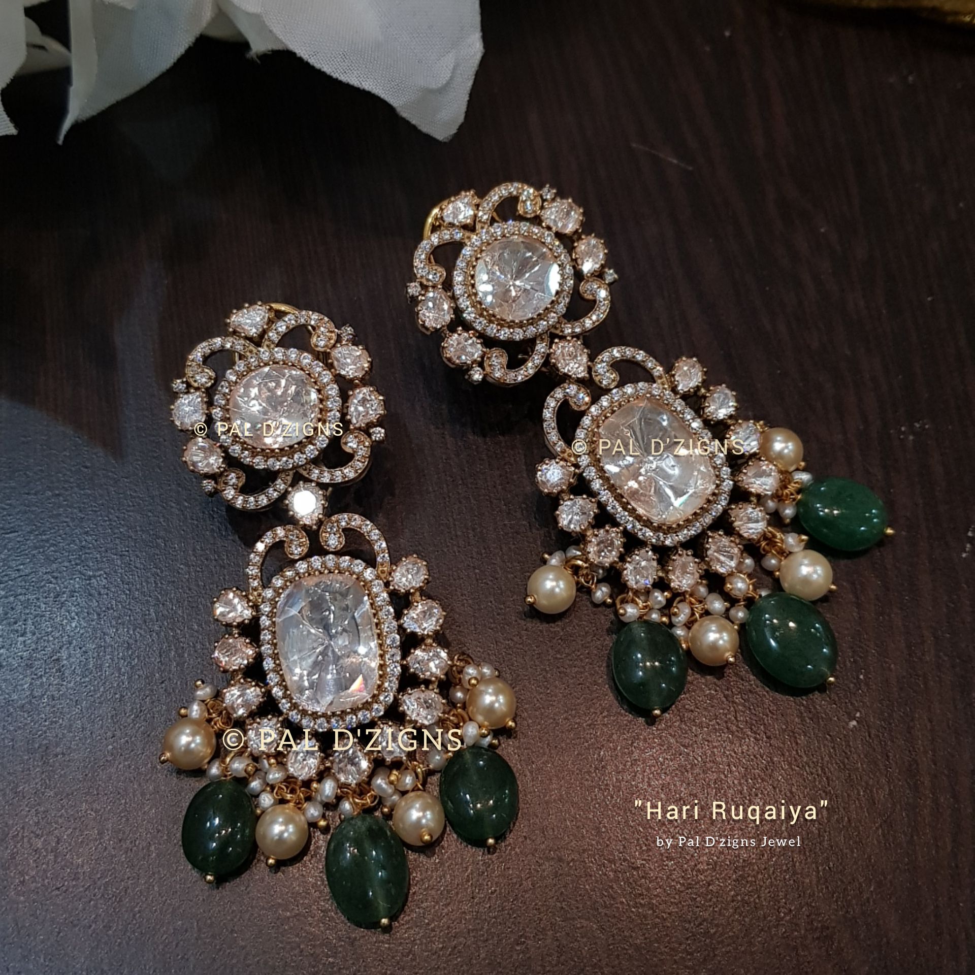 Hari Ruqaiya Moissanite Polki Earings