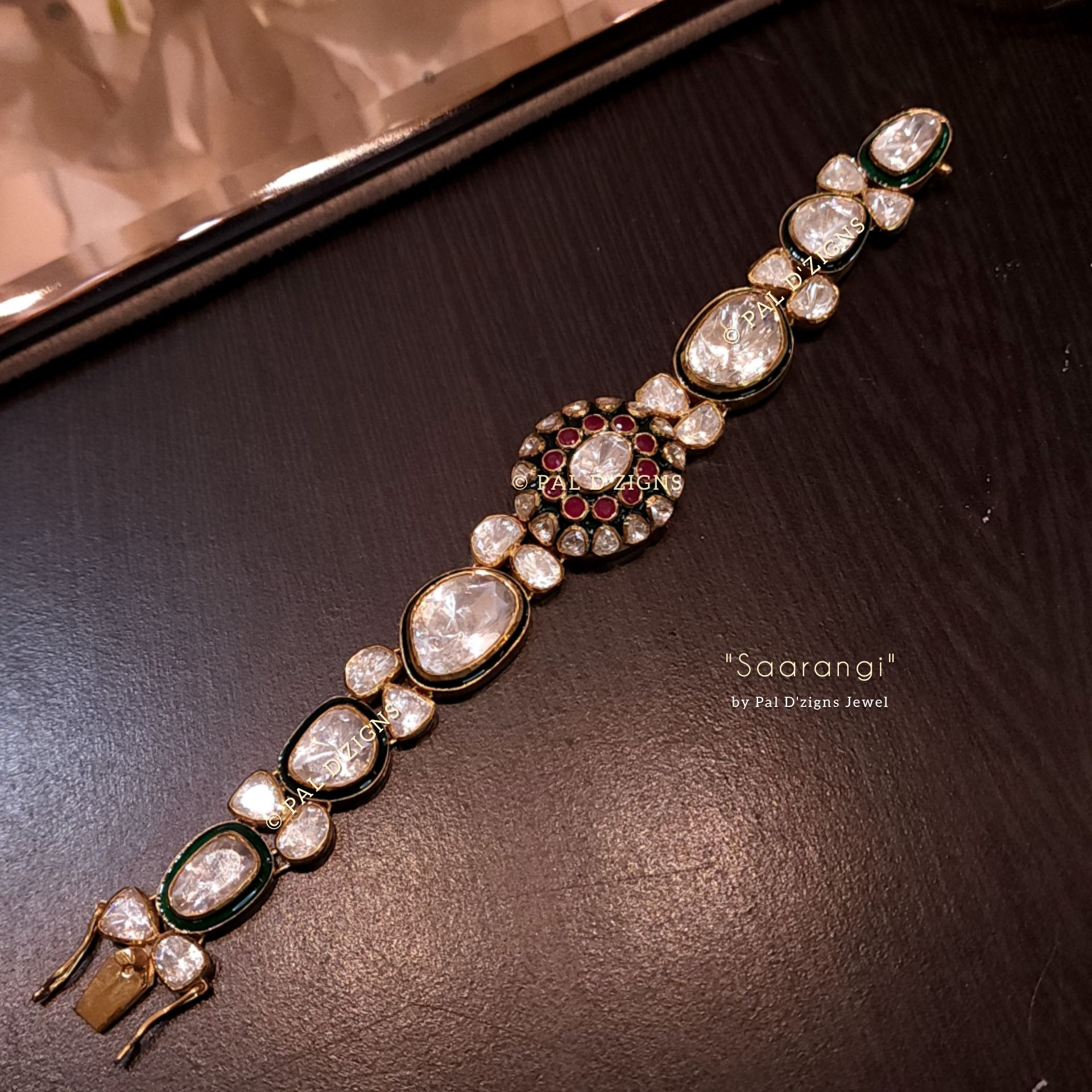 Saarangi Moissanite Polki Meena Bracelet