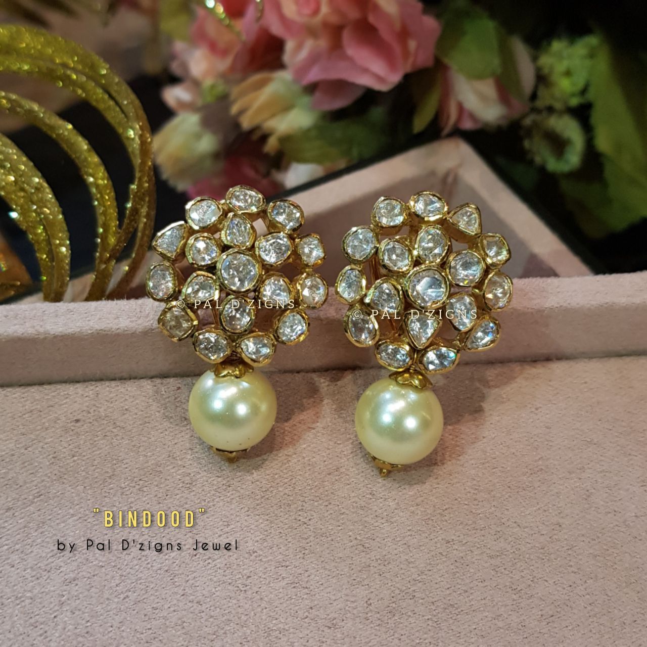 Bindood Moissanite Polki Studs