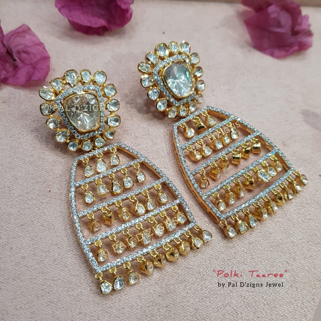 Polki Taaree Moissanite Earings