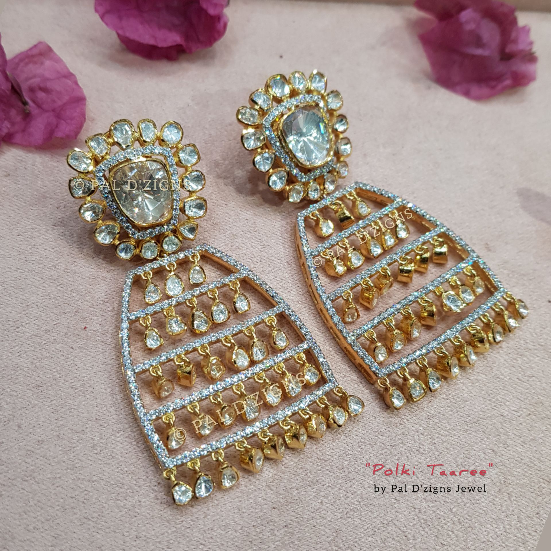 Polki Taaree Moissanite Earings