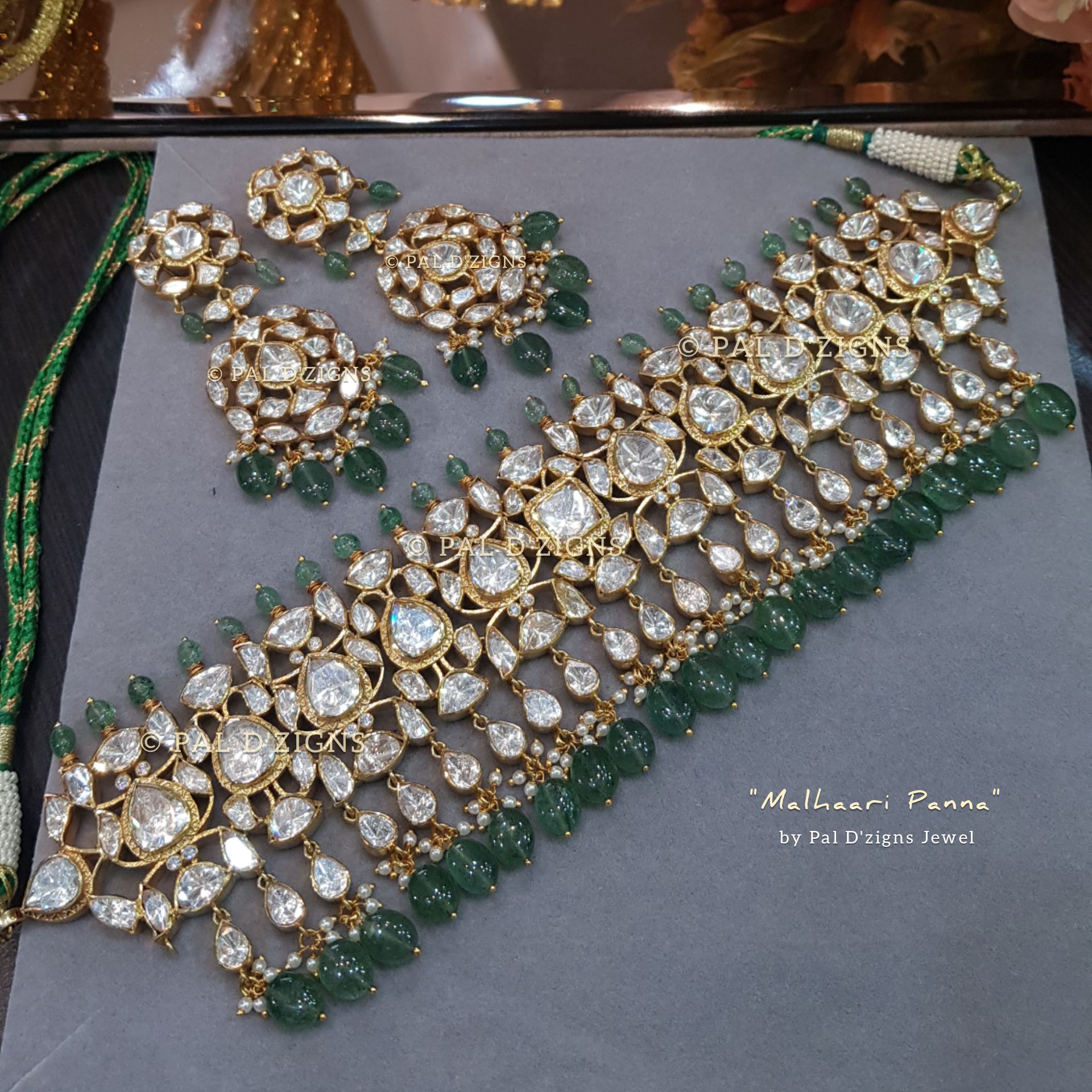 Malhaari Panna Polki Choker Set