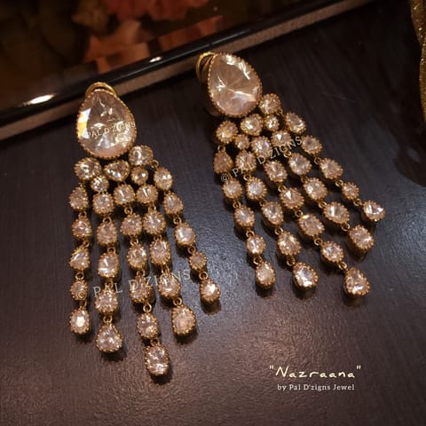 Nazraana Moissanite Polki Long Earings