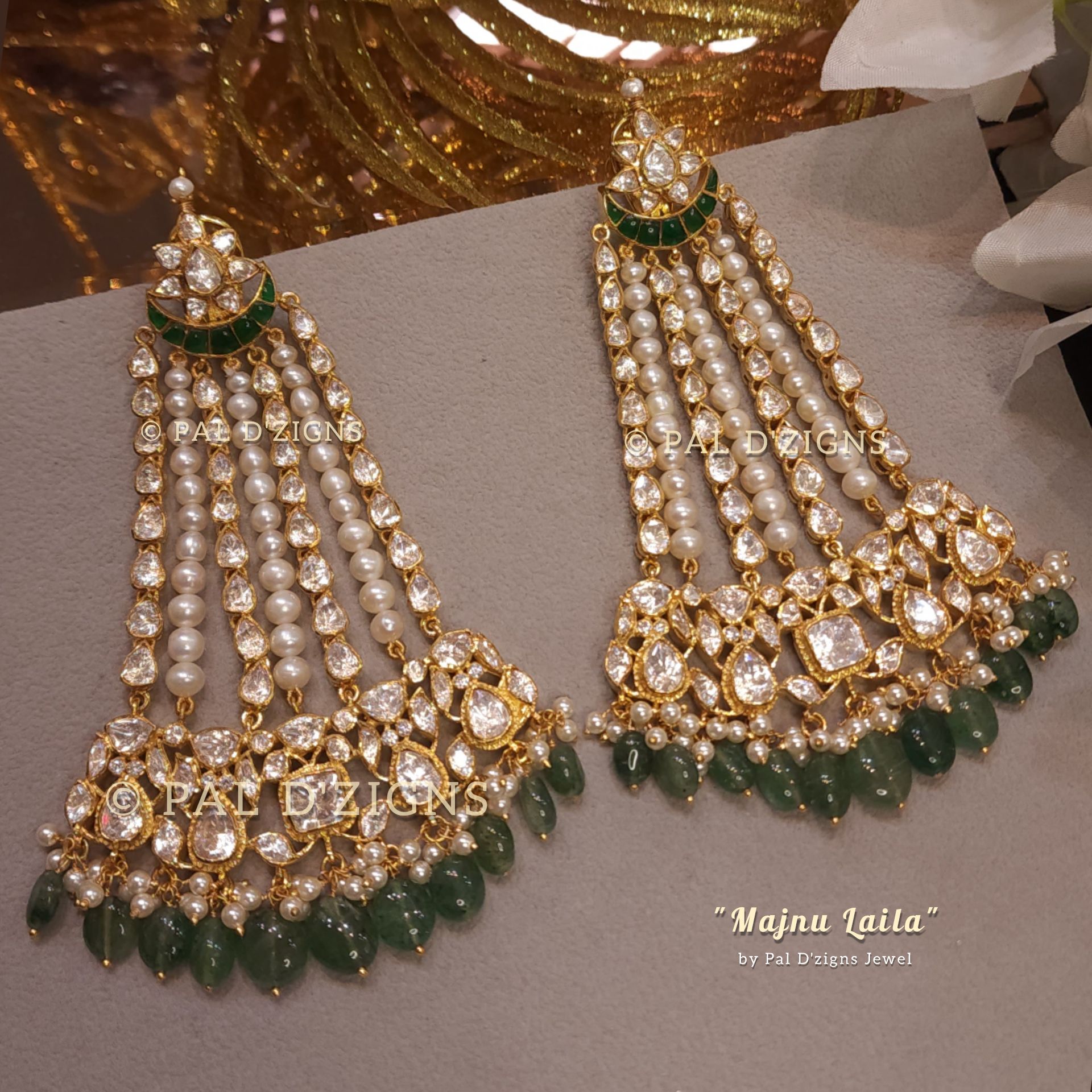 Majnu Laila Moissanite Polki Jhummar Earings
