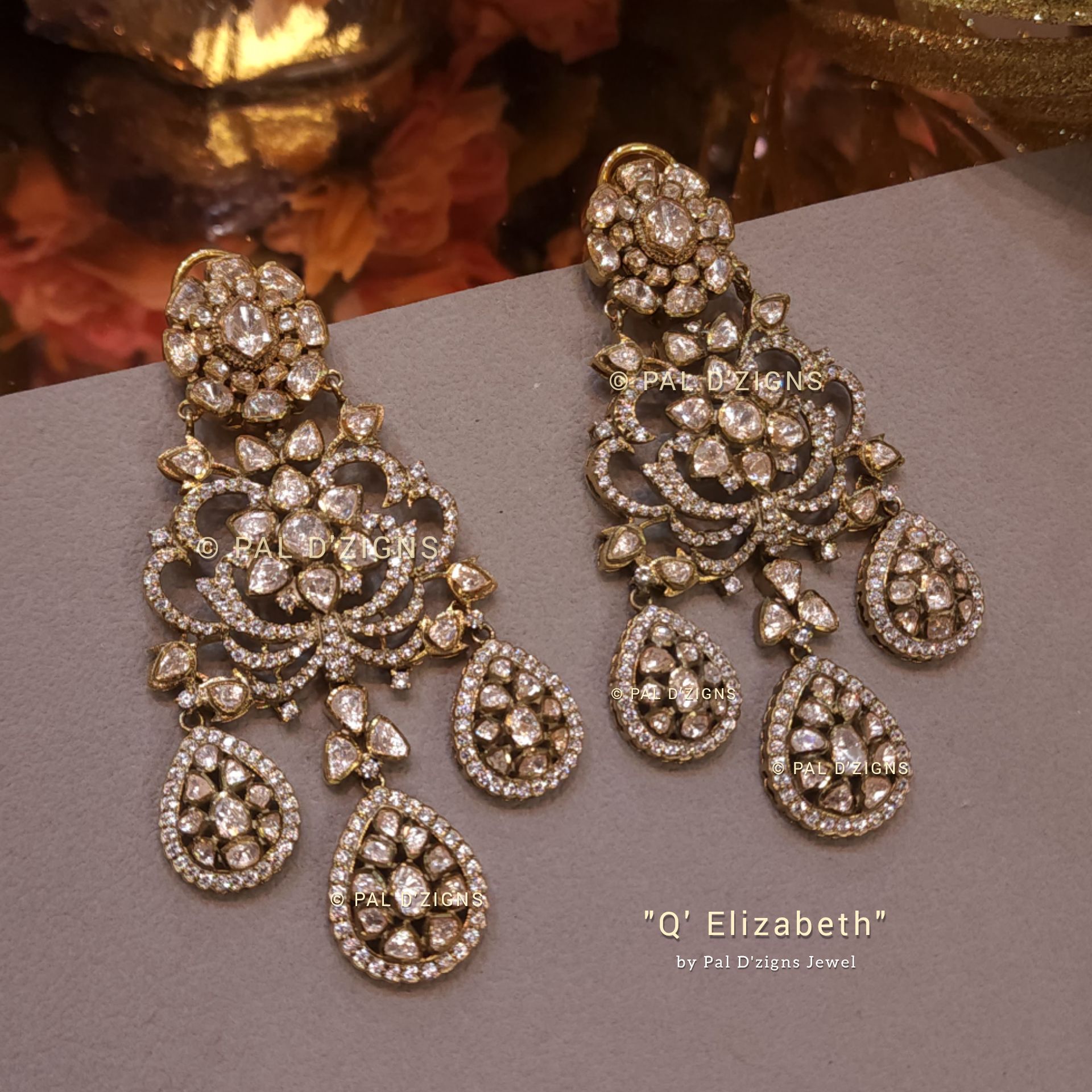 Q' Elizabeth Moissanite Polki Chandliers