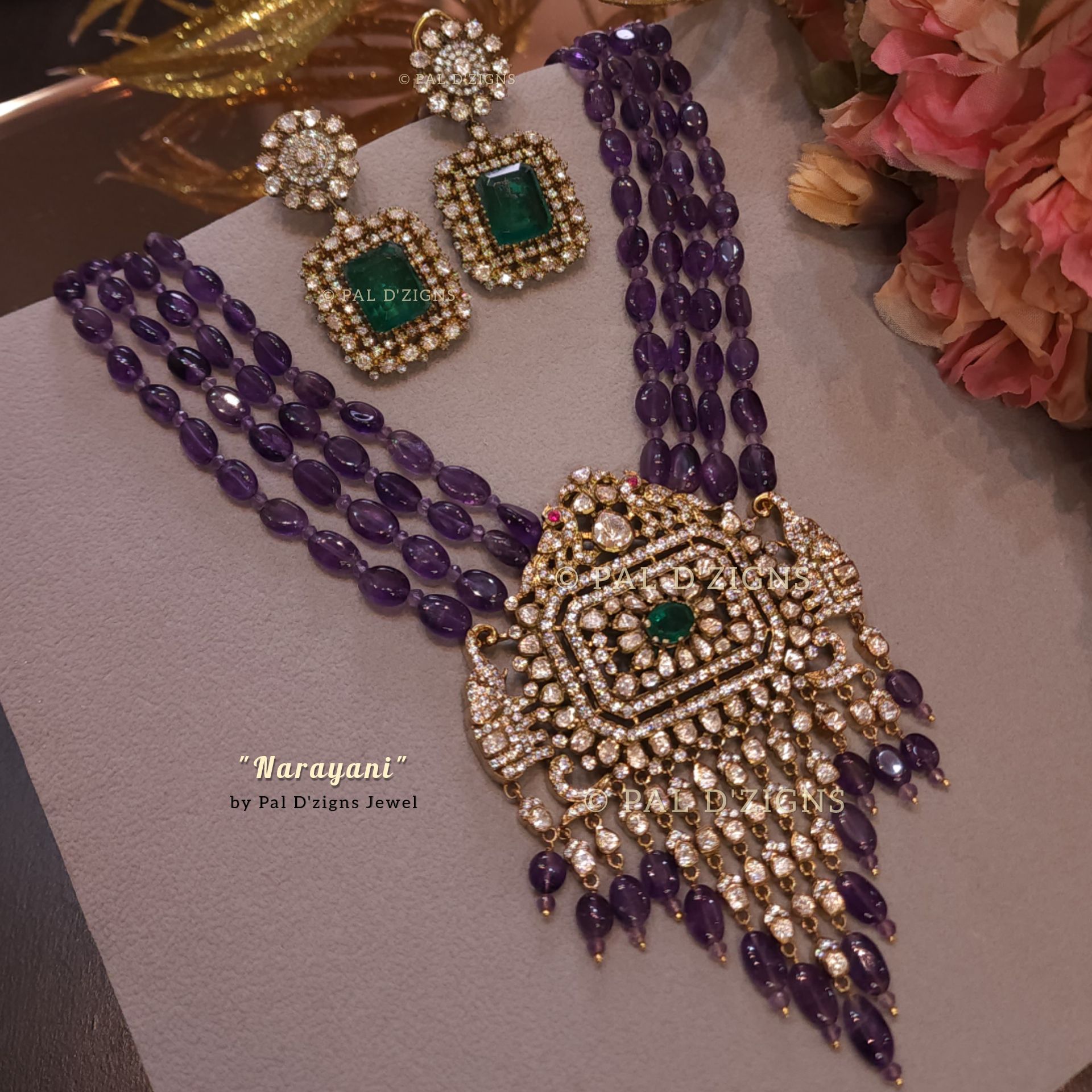 Narayani Antique Polki Pendant Set