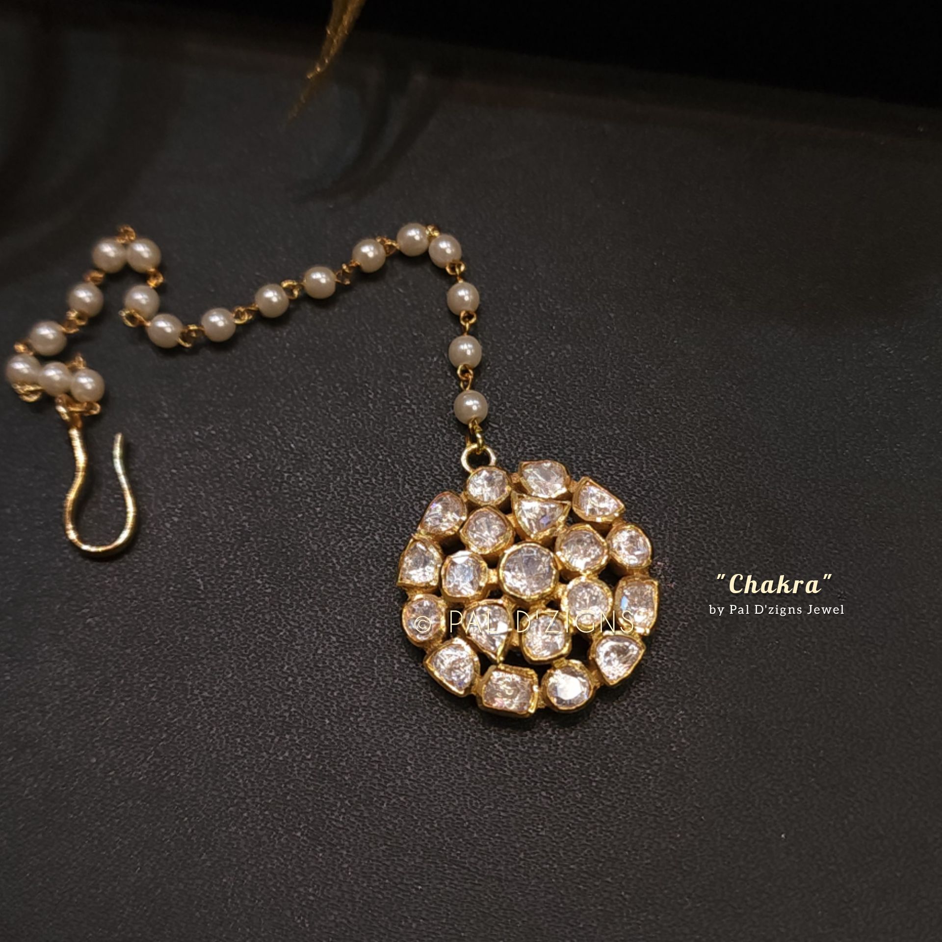 Chakra Moissanite polki Maangtika