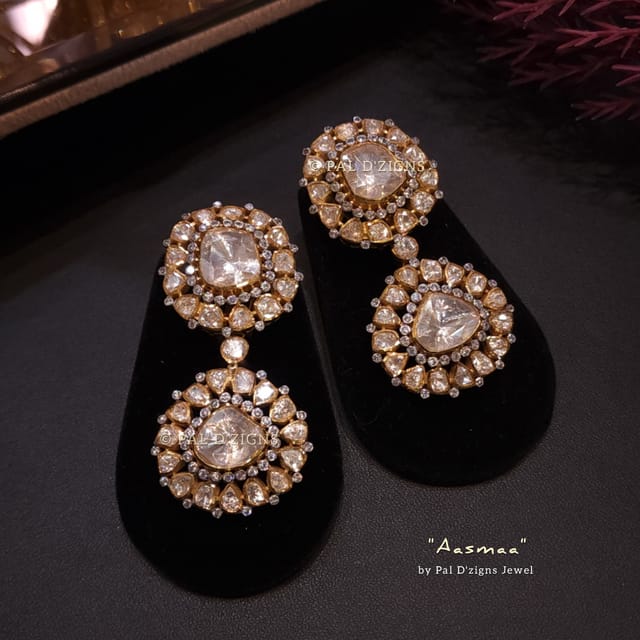 Aasmaa Moissanite Polki Earings