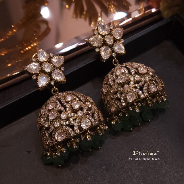 Dholida Moissanite Polki Jhumki