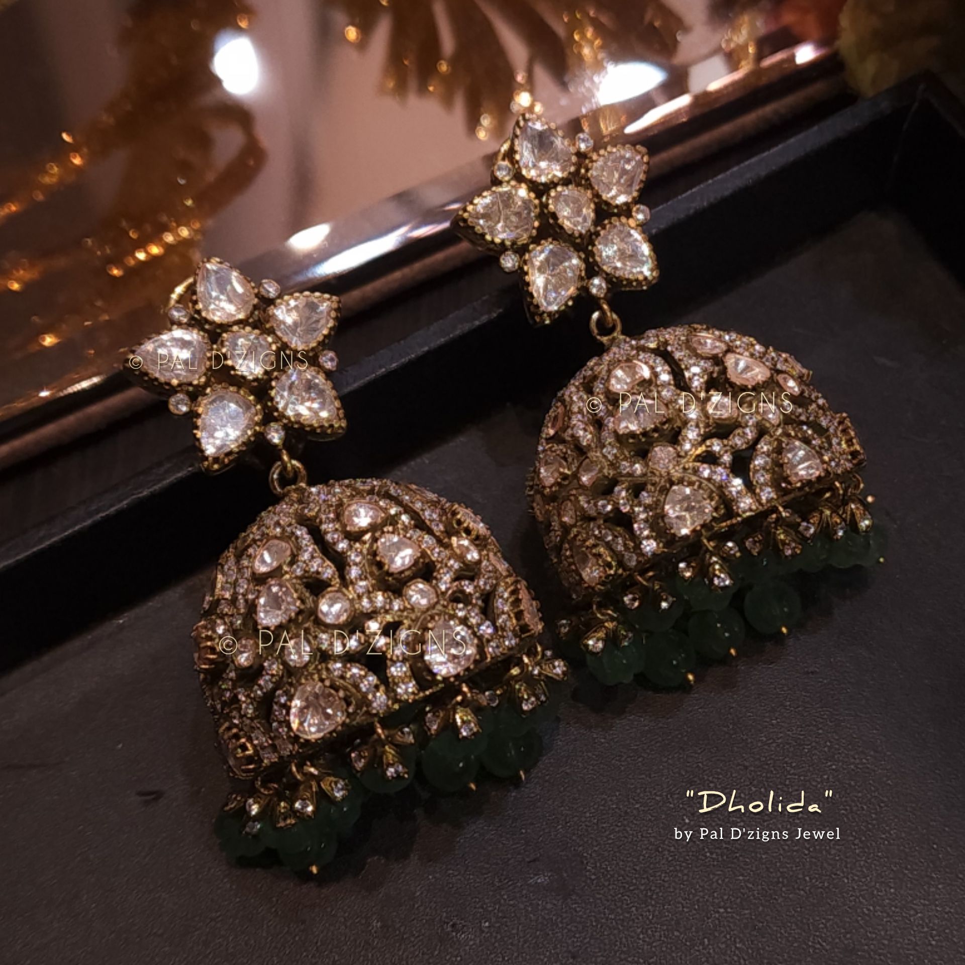 Dholida Moissanite Polki Jhumki