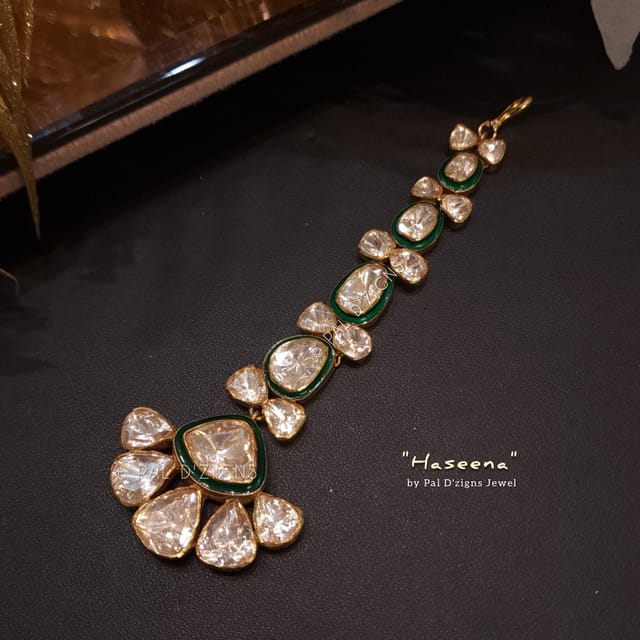 Haseena Moissanite Polki Meena Maangtika