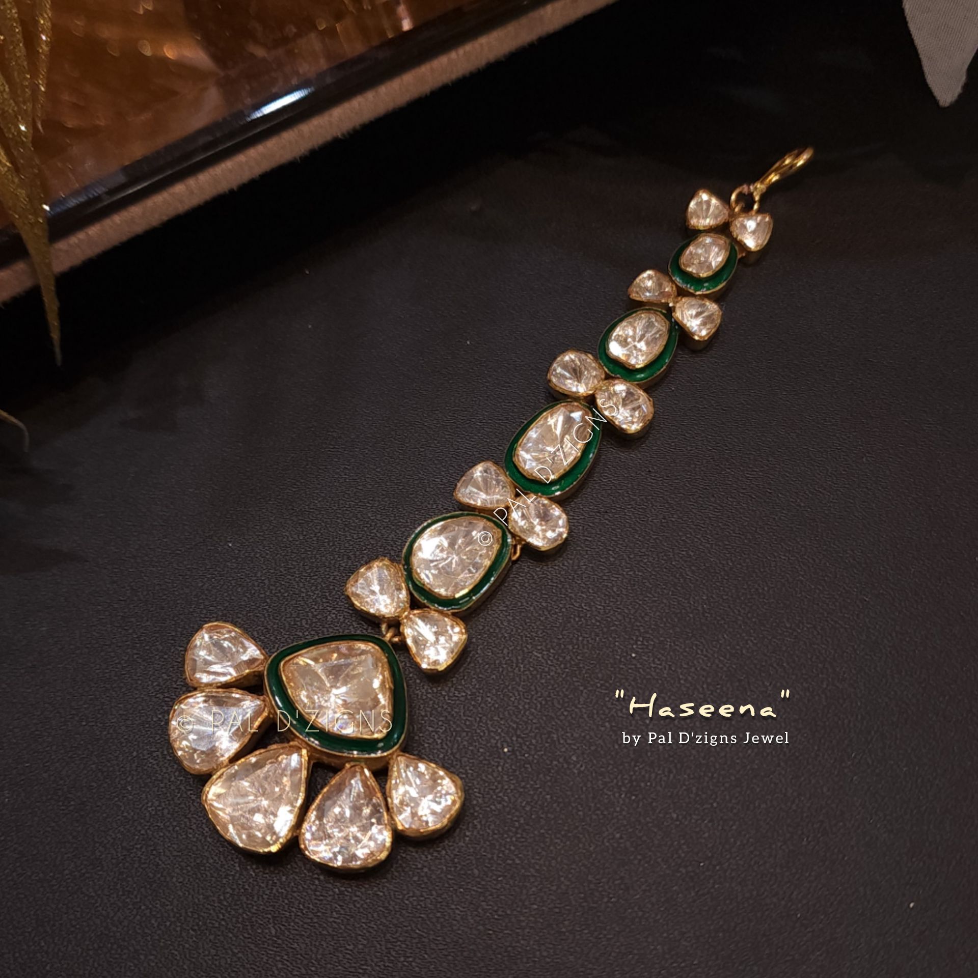 Haseena Moissanite Polki Meena Maangtika