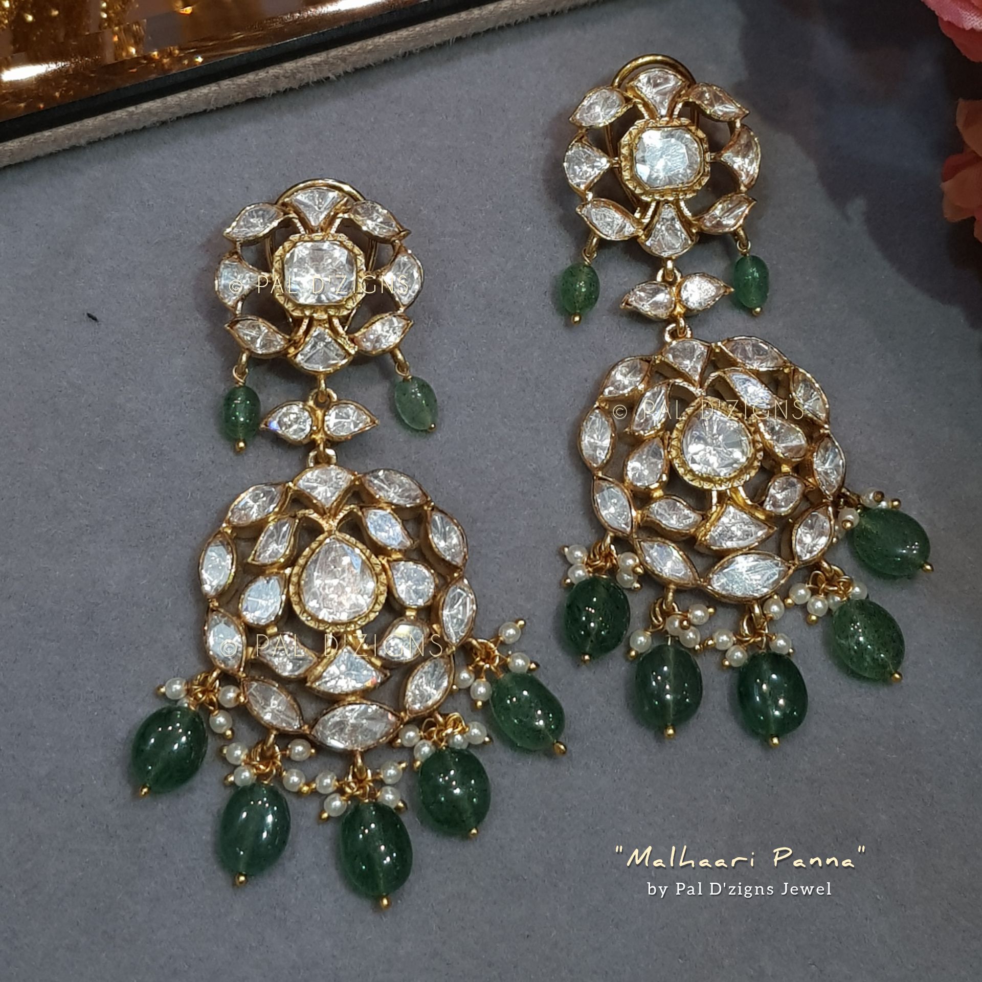 Malhaari Panna Polki Earings