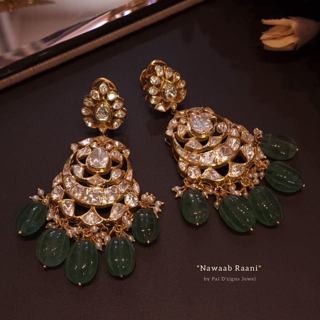 Nawaab Raani Moissanite Polki Earings