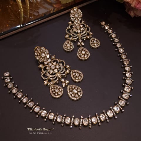 Elizabeth Begum Set in Moissanite Polki