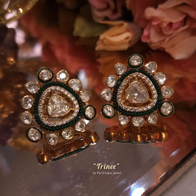 Trinee Moissanite Polki Studs